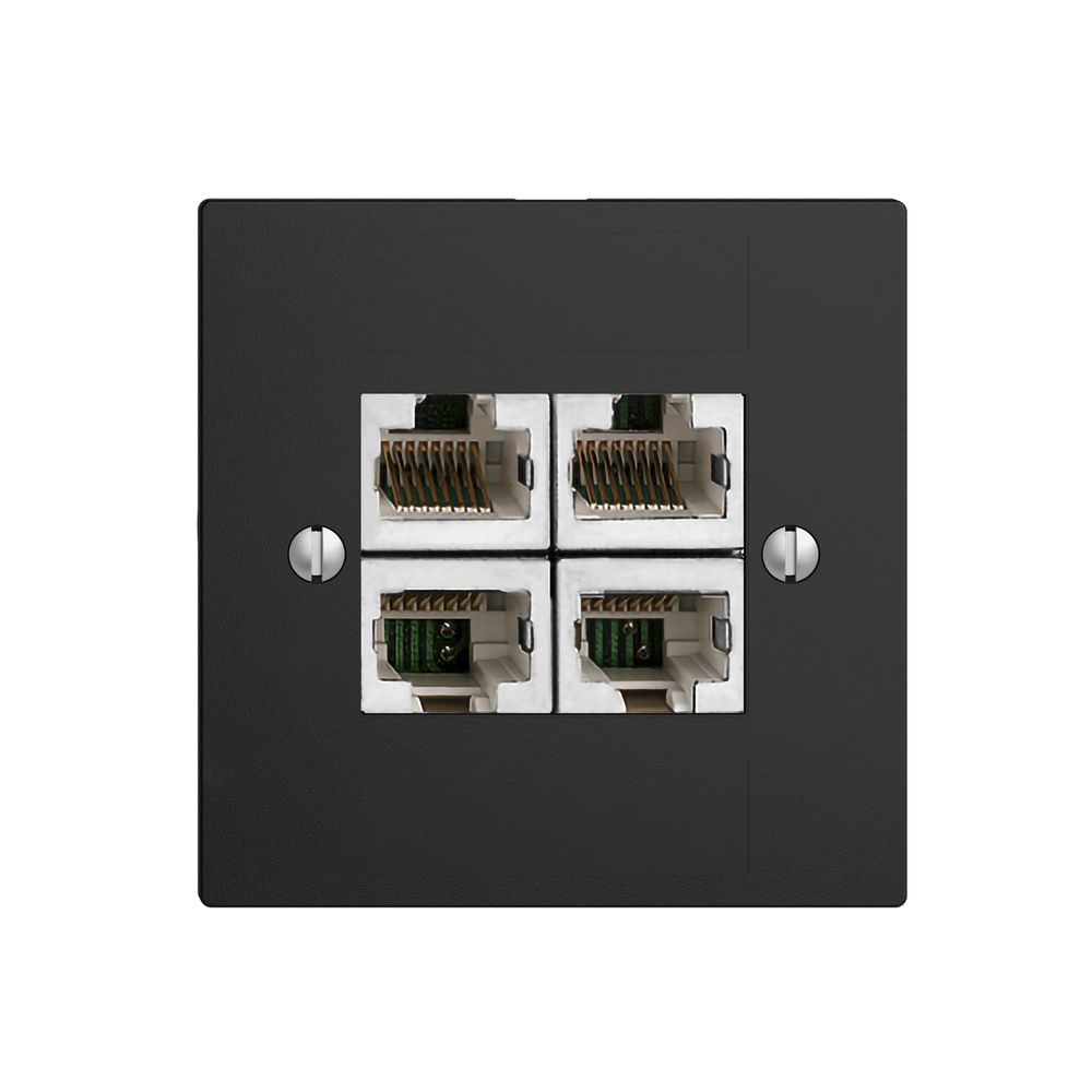 Einsatz zu UP-Anschlussdose 4×RJ45/s 4P getr. EDIZIOdue schwarz ITplus