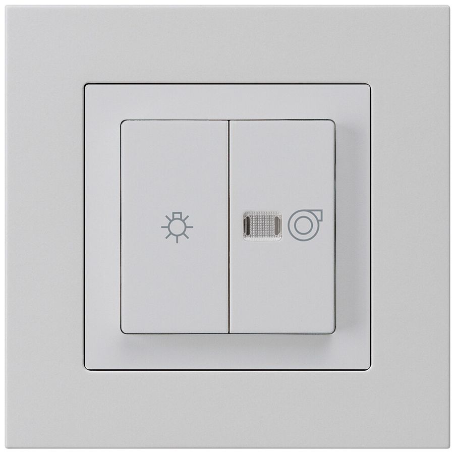 UP-Leuchtdruckschalter kallysto.pro hellgrau 1/1L Symbolen Licht+Ventilation
