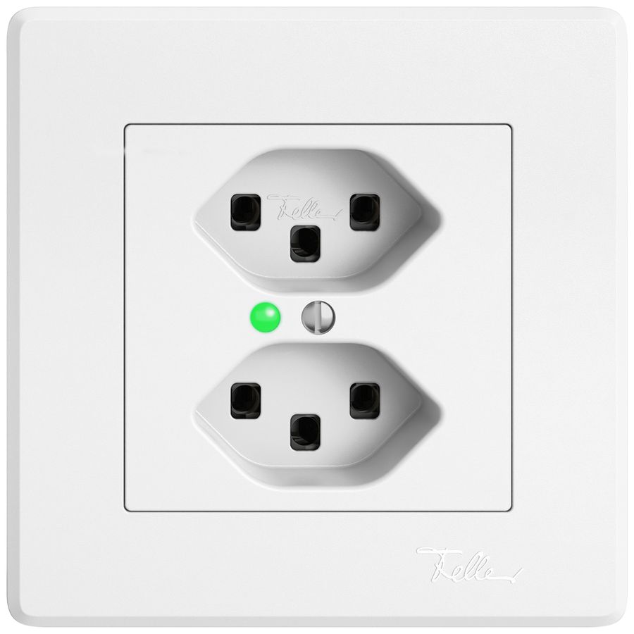 UP-Steckdose EDIZIO.liv SNAPFIX® 2×T23 mit LED grün ws