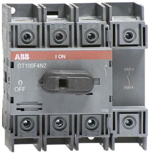 Interrupteur de charge ABB 100A/400V 4L, AC22A, 4.pole à droite gris clair