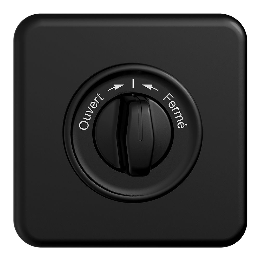 Frontset STANDARDdue Ouvert->I<-Fermé schwarz 90×90mm für Schwenktaster