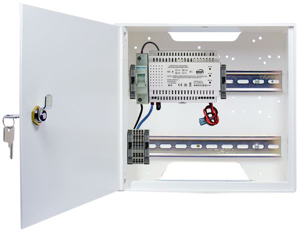 AP-Gehäuse BSW NTLG243.5, mit Tür, Zylinder und DIN-Schienen, Netztrennschalter