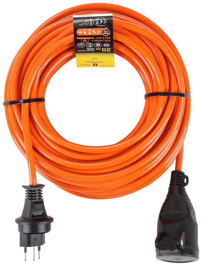 Câble de rallonge Schönenberger PUR T13/T13 3×1.5mm² 10A IP55 20m orange