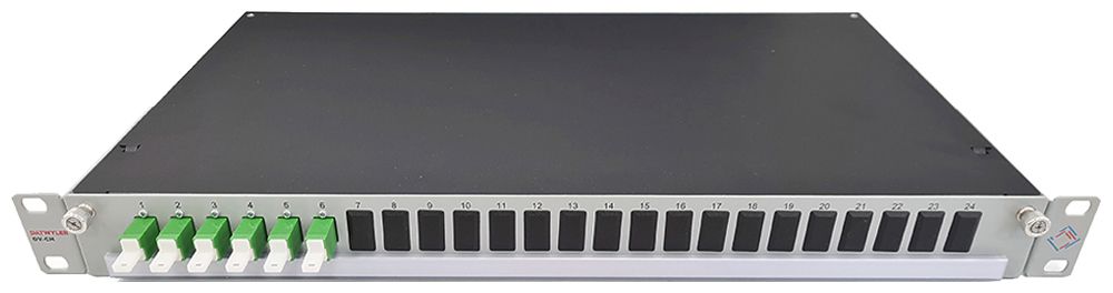 Coffret d'épissure 19" Dätwyler OV-CH 6×LSH/APC vert OS2 vertical 1UH argent