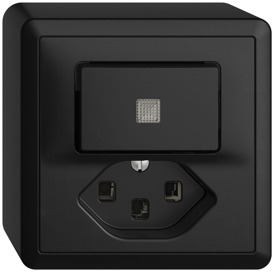 AP-Leuchtkombination 3/1L+T23 schwarz, KS EDIZIOdue mit Linse, LED gelb