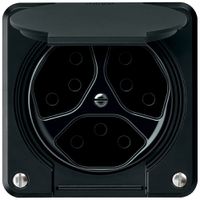 Steckdose robusto 3×T13 10A 250V 86×86mm IP21 schwarz