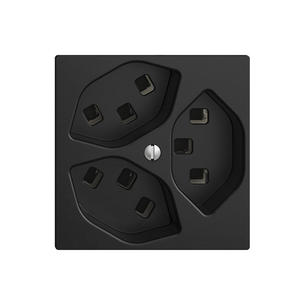 Presa EDIZIOdue 3×T23 nero 16A, con morsetti innest.