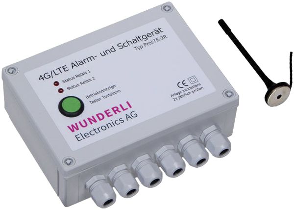 Dispositif de commande d'alarme Wunderli ProLTE-2R, 230VAC, 4 entrées