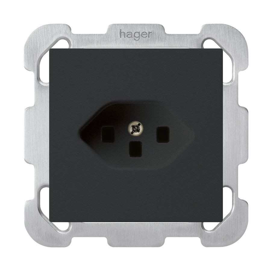 Prise ENC kallysto T23 noir avec bornes enfichables avec plaque de fixation