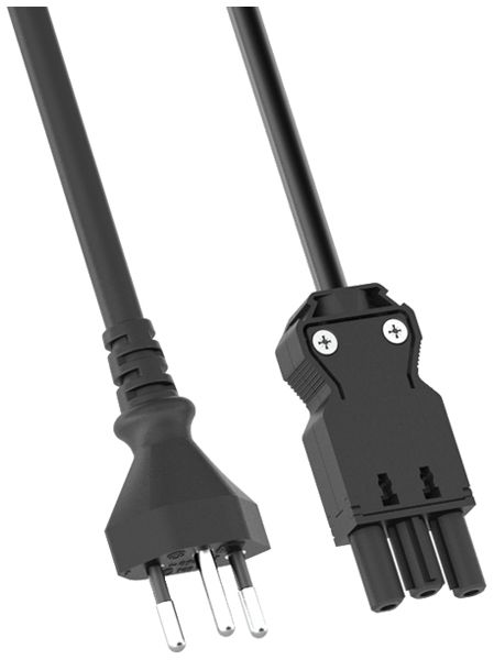 Anschlusskabel BACHMANN PVC 3×1mm² Stecker T12 Kupplung GST18-3 2m schwarz