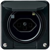 Prise FI robusto 1×T13 30mA 10A 250V 86×86mm IP21 noir