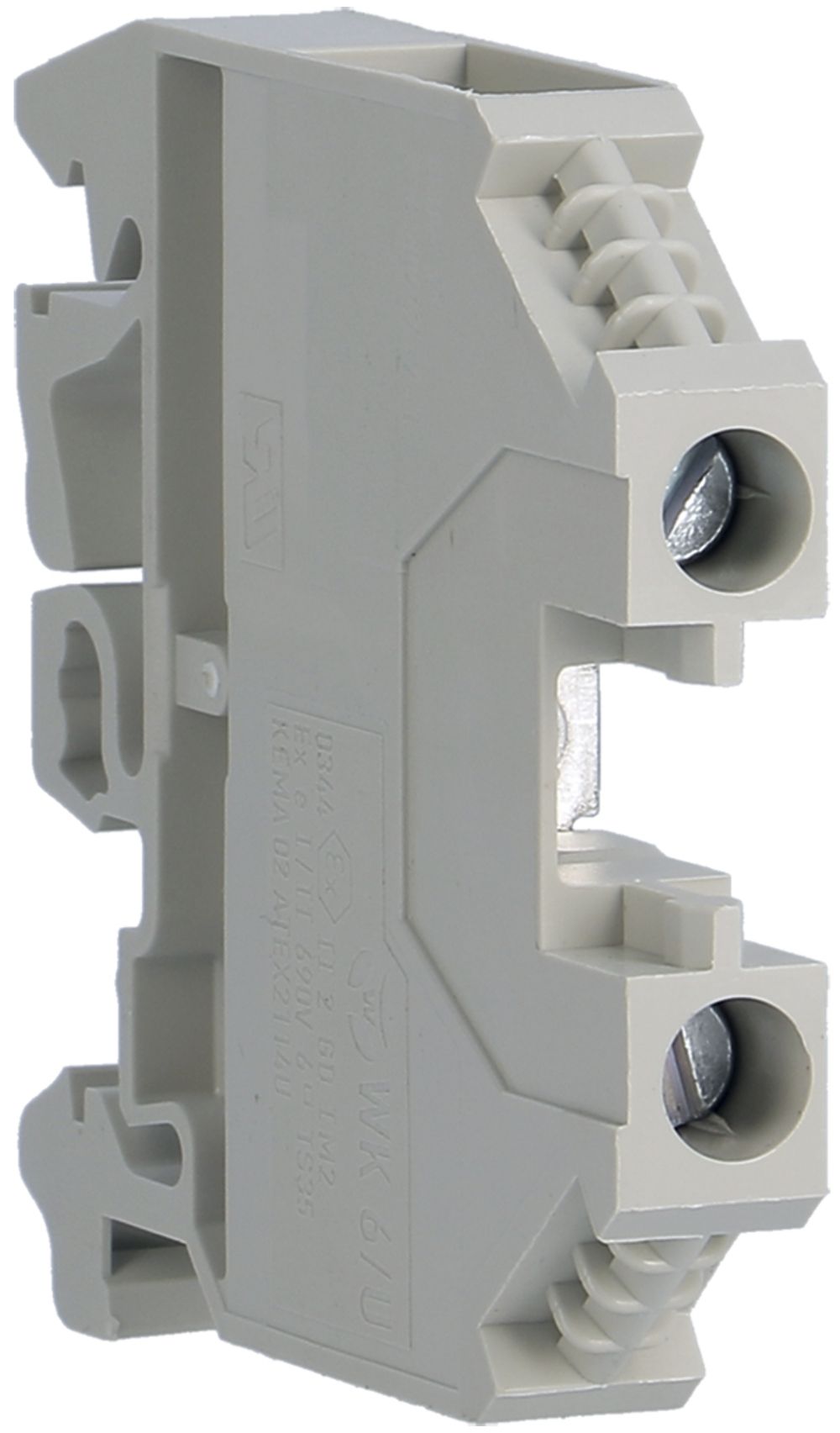 Borne de passage Hager 6mm², L, 1000V, à vis, ouvert sur le côté