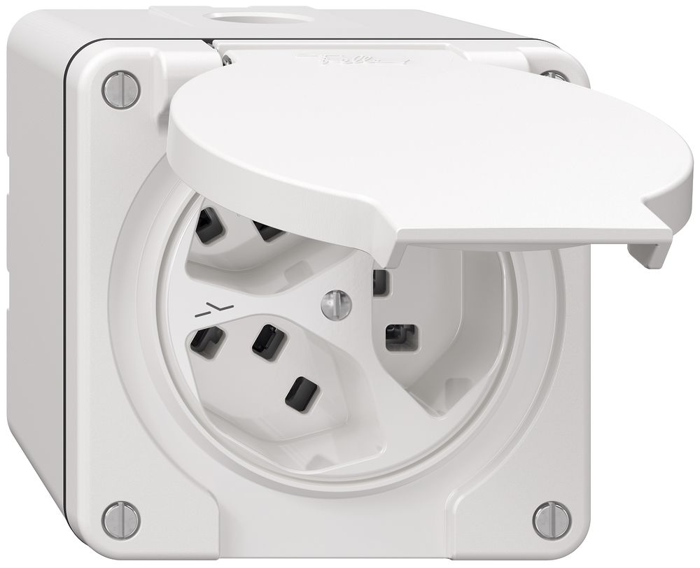 NAP-Steckdose NEVO, 3×T23, IP21, 1×getrennt, weiss