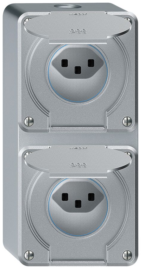 AP-Kombination robusto 2×1, 2×Steckdose T23 IP55 aluminium