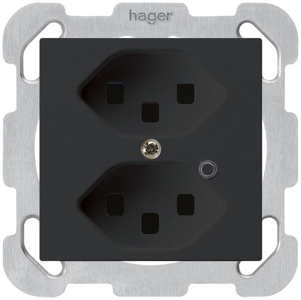 UP-Steckdose Hager kallysto 2×T23 beleuchtet B schwarz