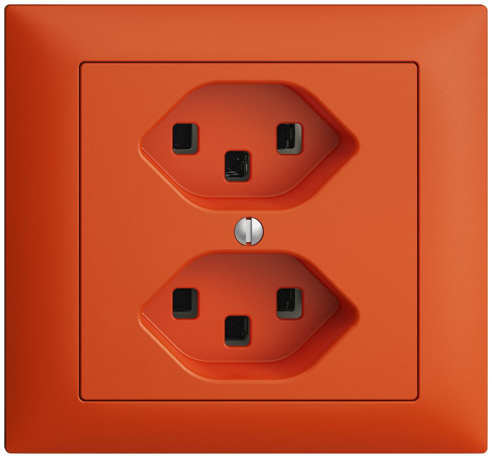 EB-Steckdose 2×T23 16A orange EDIZIOdue, mit Steckklemmen