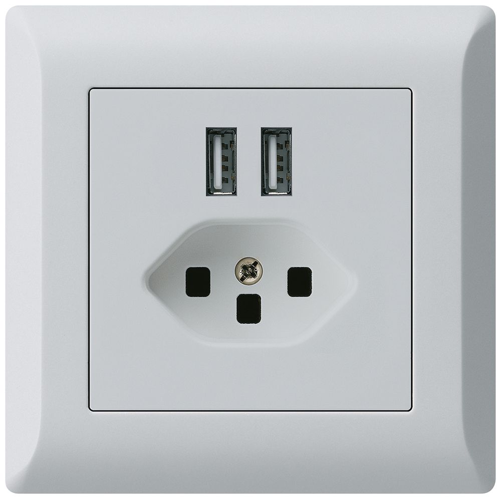 Prise ENC 2×USB & T23 kallysto.line 2400mA gris clair