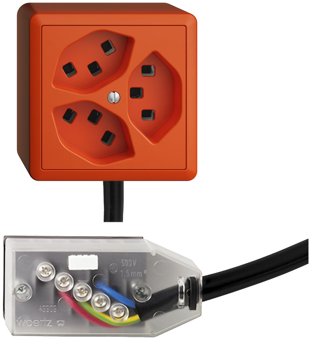 AP-Steckdose 3×T23 16A orange L2 EDIZIOdue für Technofil