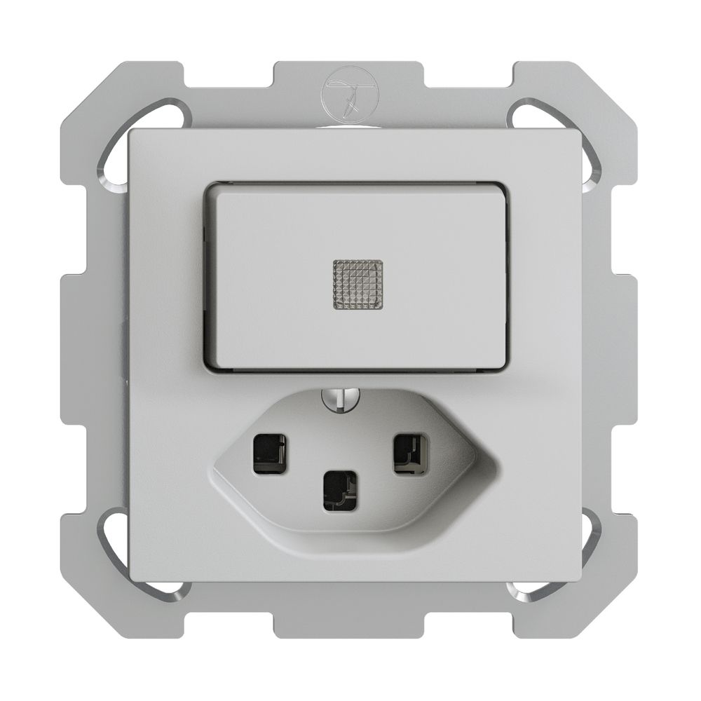 UP-Leuchtkombination 3/1L+T23 hellgrau LS EDIZIOdue mit Linse, LED gelb