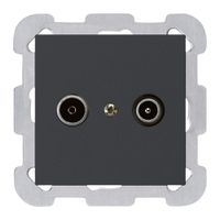 UP-Antennendose kallysto R/TV 23dB Durchgangsdose schwarz mit Befestigungsplatte