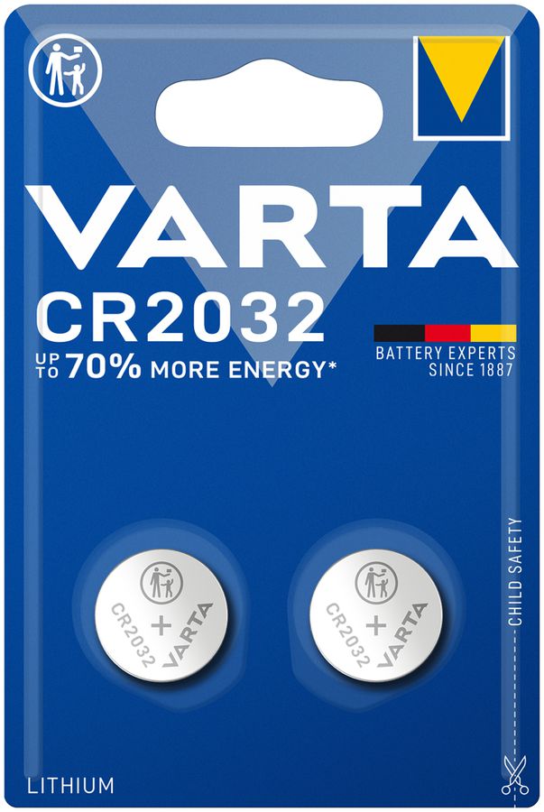Pila bottone litio VARTA Electronics CR2032 3V blister a 2 pezzi