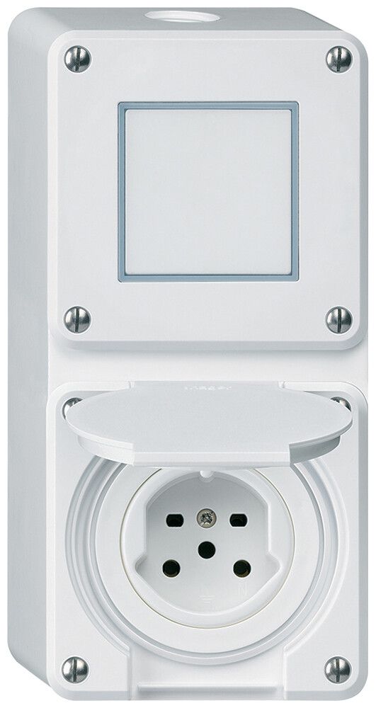AP-Kombination Hager robusto I-I vertikal 3/1L+Typ 15, weiss