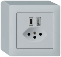 Prise de charge USB AP kallysto 18W PD 1×type A 1×type C T13 gris clair
