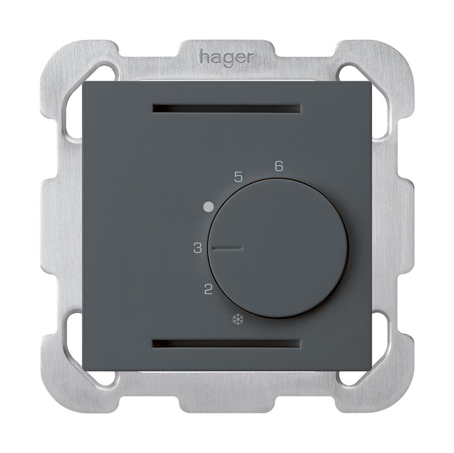 UP-Raumthermostat kallysto anthrazit ohne Schalter mit Befestigungsplatte