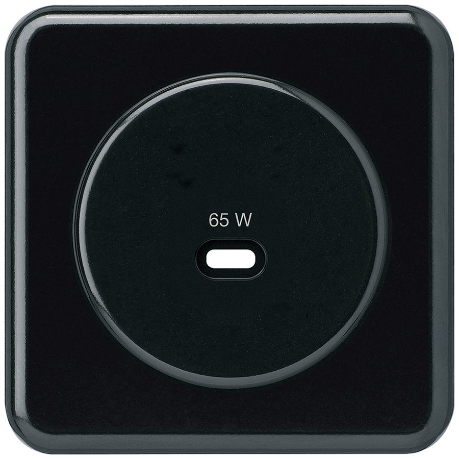 Kit frontal ENC Hager basico, pour prise de charge USB type C, noir