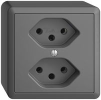 AP-Steckdose EDIZIOdue 2×T13 dunkelgrau