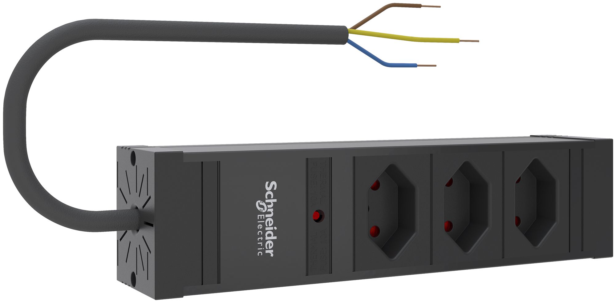 Steckdosenleiste Schneider Electric 3×T13, mit Sicherung