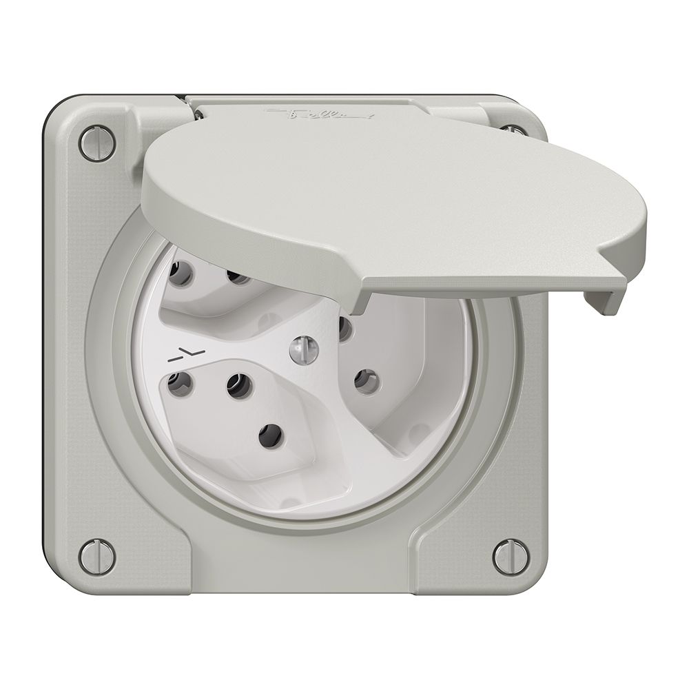 Steckdose NEVO N.CO, 3×T13, IP21, 1×getrennt, lichtgrau