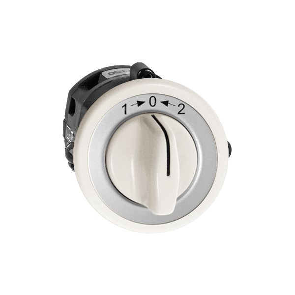 UP-Schwenktaster 1->0<-2 weiss mit Drehgriff
