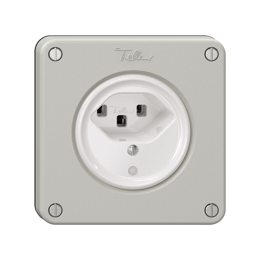 Presa NEVO, 1×T23, c.LED, grigio chiaro