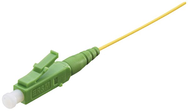 Pigtail FO R&M, spina LC APC 8° SM verde, fibra 9/125µm G.657 LSZH giallo 0.7m