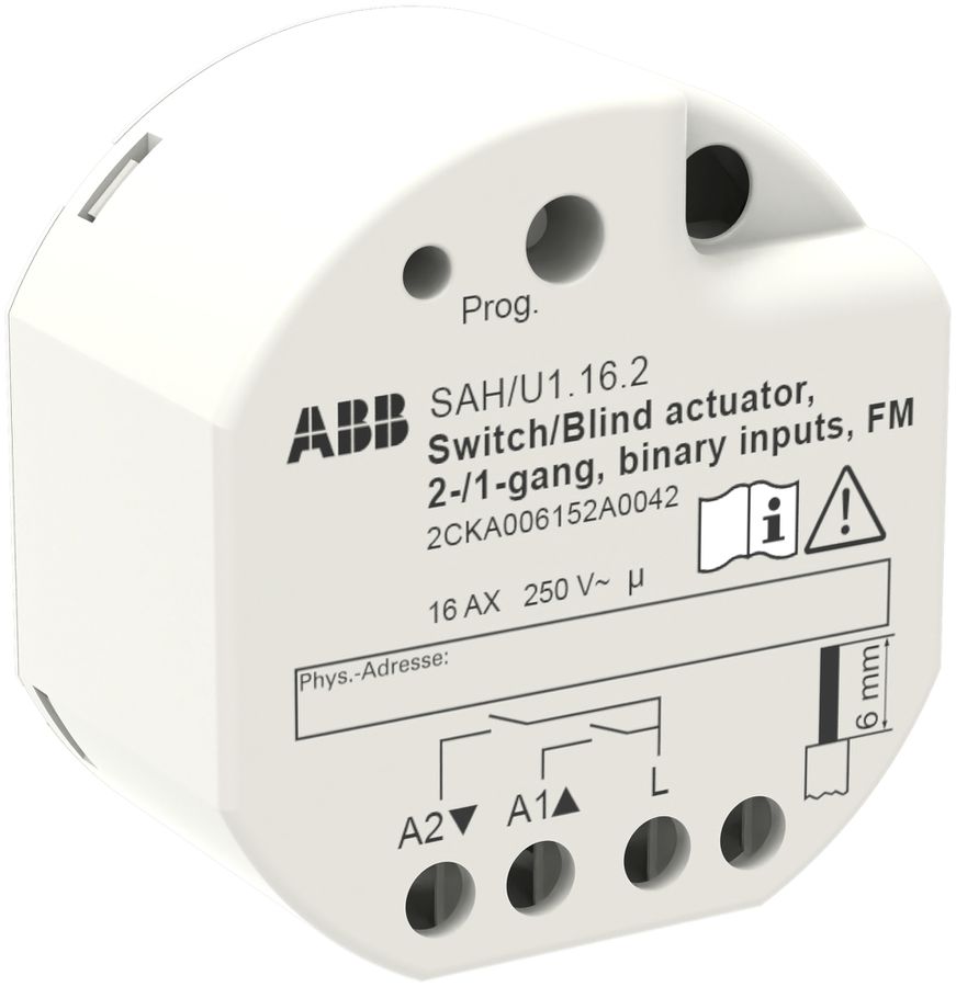 Attuatore-commutatore/persiana KNX INS ABB SAH/U2.16.2, 2/1-volta, 16AX/250VAC
