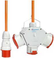 Kreuzverteiler Demelectric HG840 3×CEE32/5 lichtgrau 1×CEE32/5 1.5m