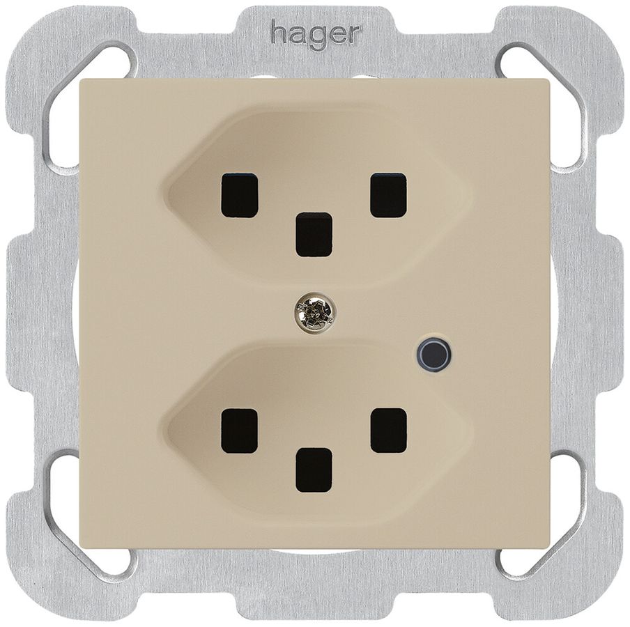 UP-Steckdose Hager kallysto 2×T23 beleuchtet B beige