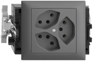 EB-Steckdose EDIZIOdue 3×T13 49…69mm Snap dunkelgrau