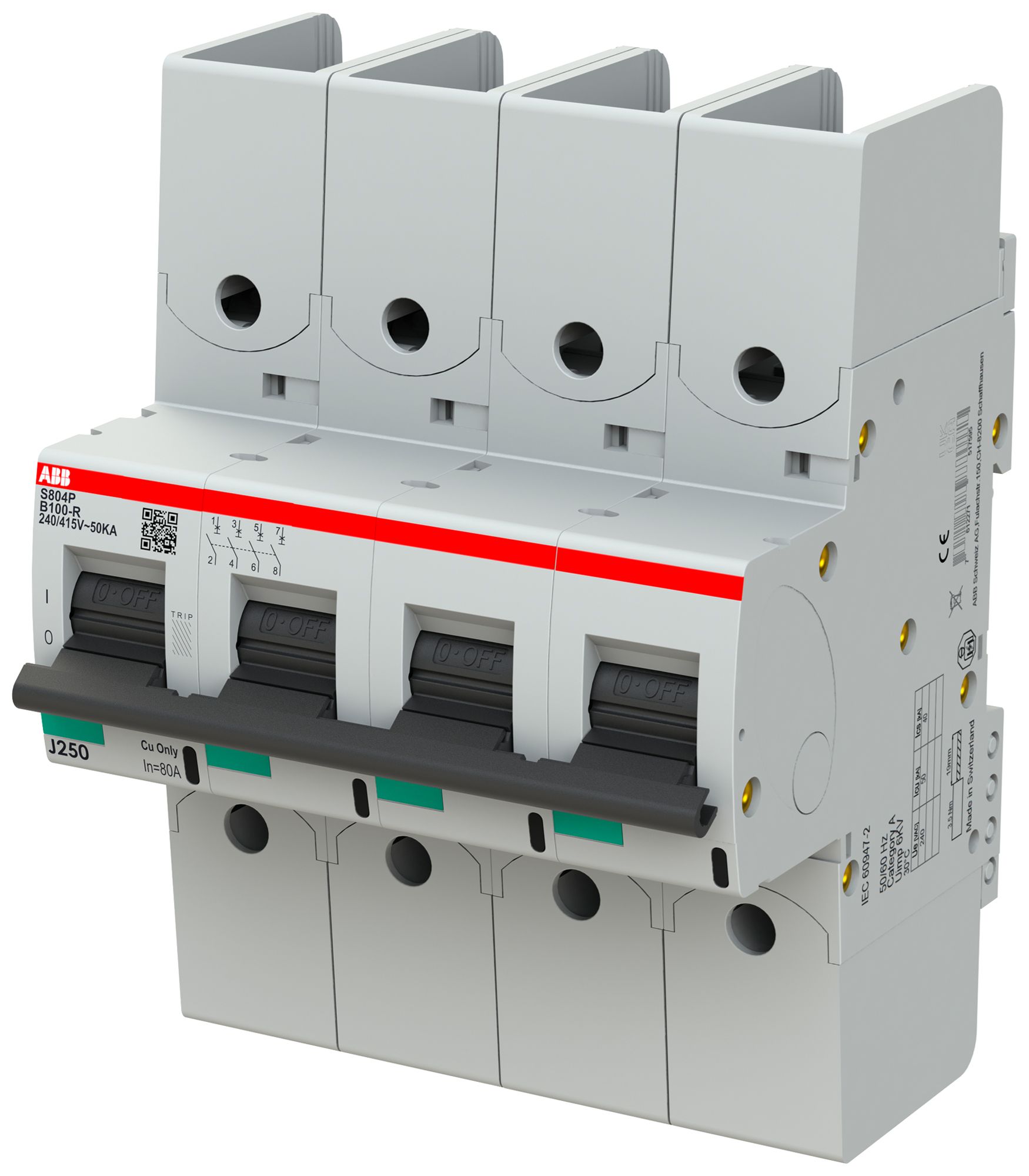 Leitungsschutzschalter ABB S804P-B100-R 4P 400V B-100A 50kA 6TE