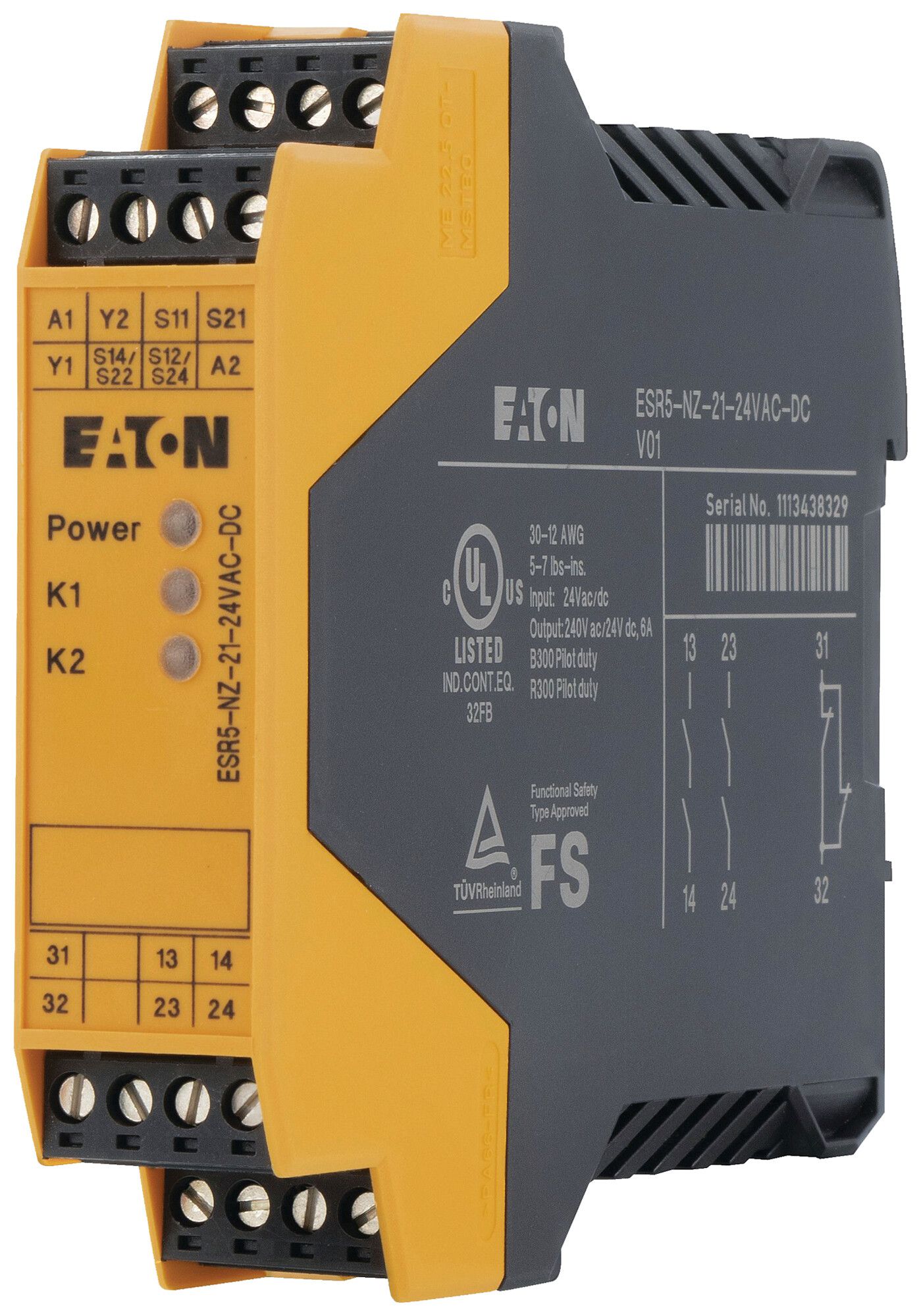 Relè di sicurezza INS Eaton ESR5-NZ-21-24VAC-DC raccor.a vite 5A 22.5×114.5mm