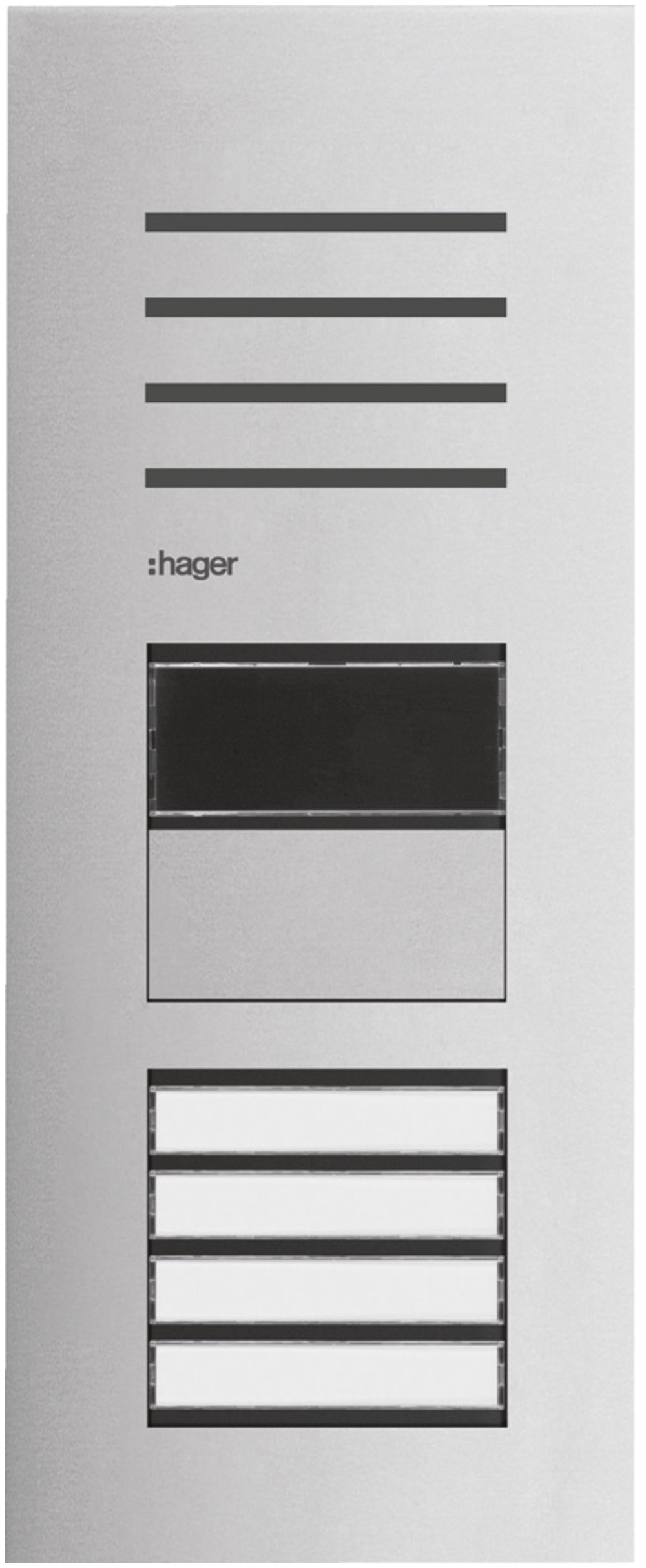 Aussenstation Audio Hager elcom.one 2-Draht mit LED für 4Wohnungen Edelstahl