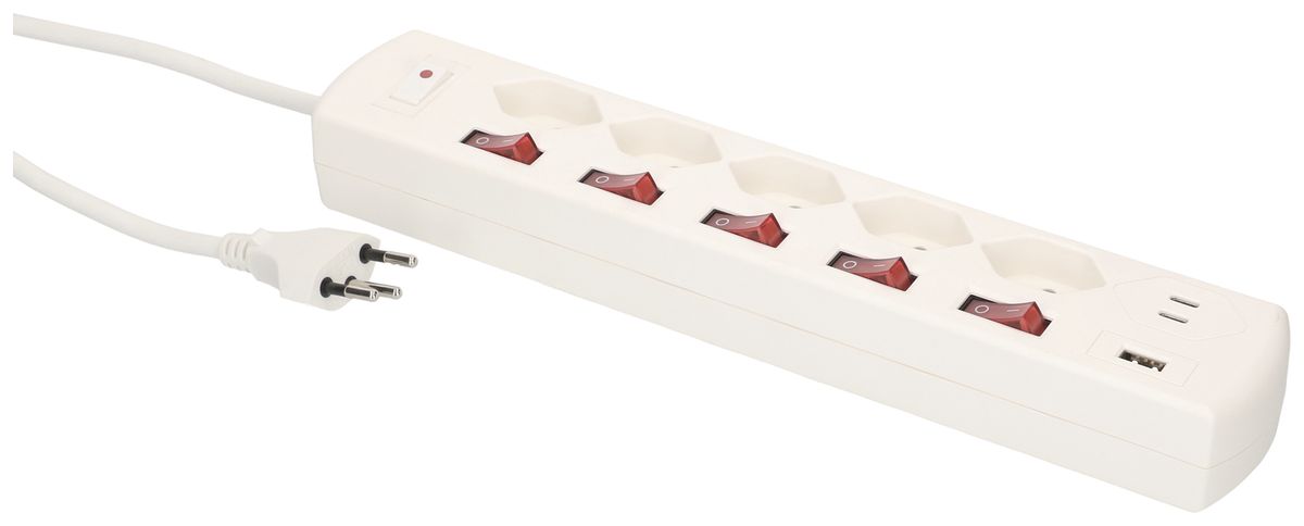 Prise multiple MAX HAURI Multi-Switch 10A 6×interrupt. 5×T13 1×USB-A 2×USB-C bc