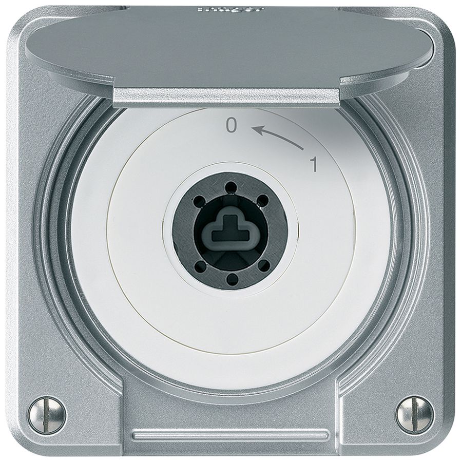 Contact pivotant à clé ENC robusto IP55 aluminium avec clapet sans cylindre 1P