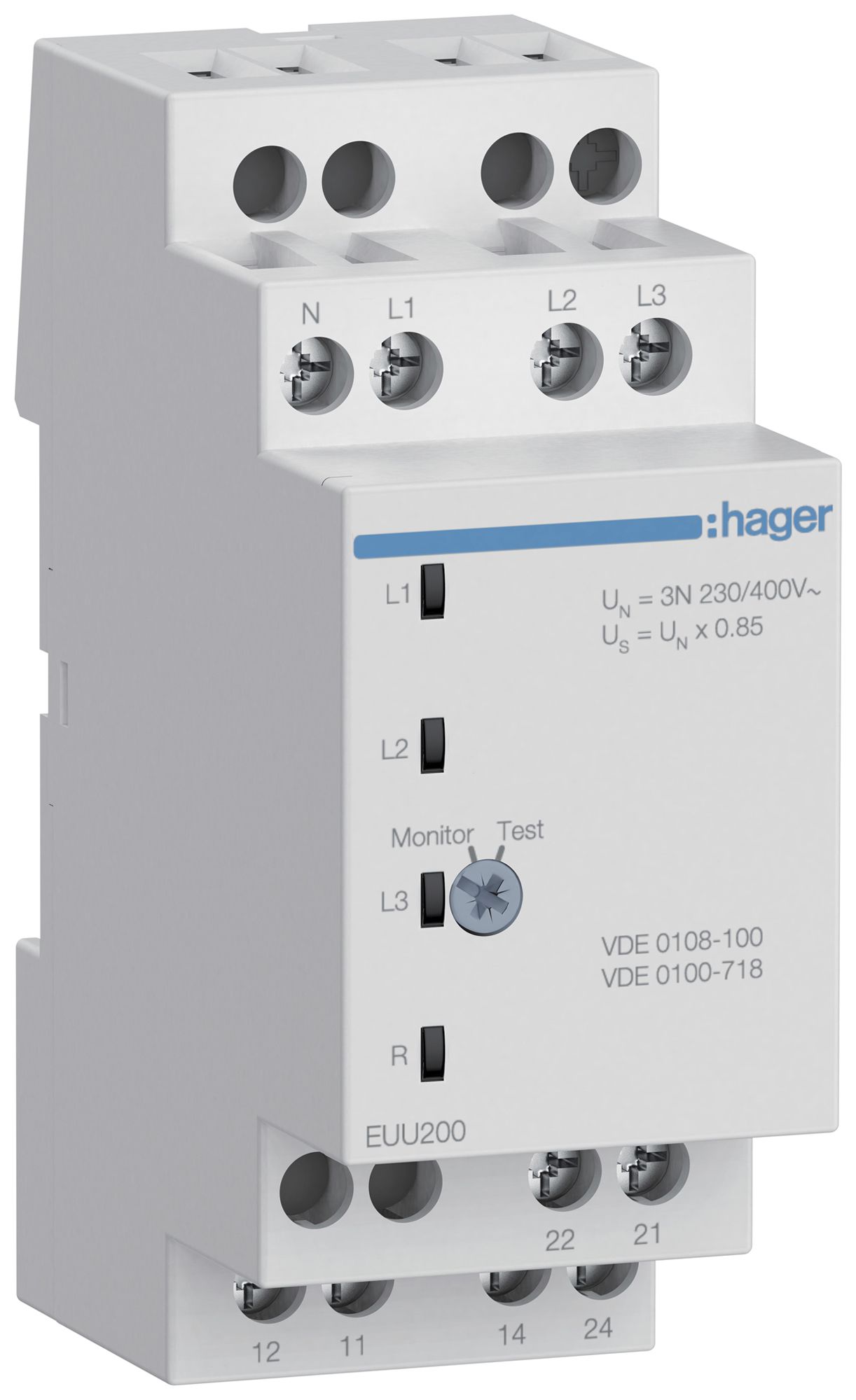 Déclencheur à sous-tension AMD Hager EUU200, 1LN/3LN ×0.85 2C (5A/250V) 2UM