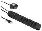 Prise multiple PRINCIPIO+ 6×type 13 vertical câble 3m interrupteur externe noir