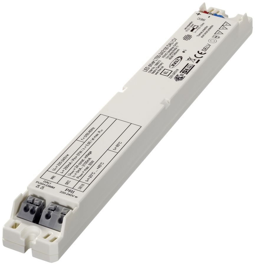 Convertitore LED Novitronic LT50, 24V 2100mA, DALI, pushdimm, 30×21×240mm