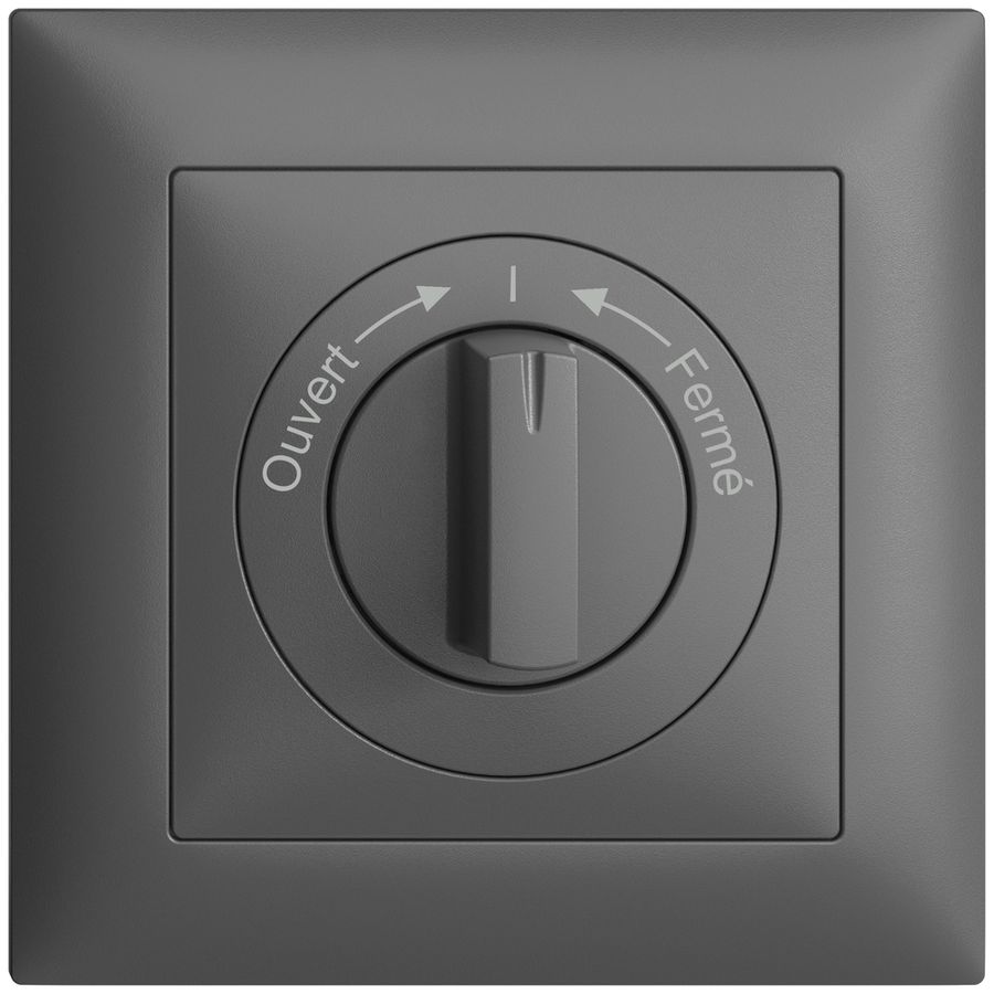 Frontset EDIZIOdue Ouvert->I<-Fermé dunkelgrau 88×88mm für Schwenktaster