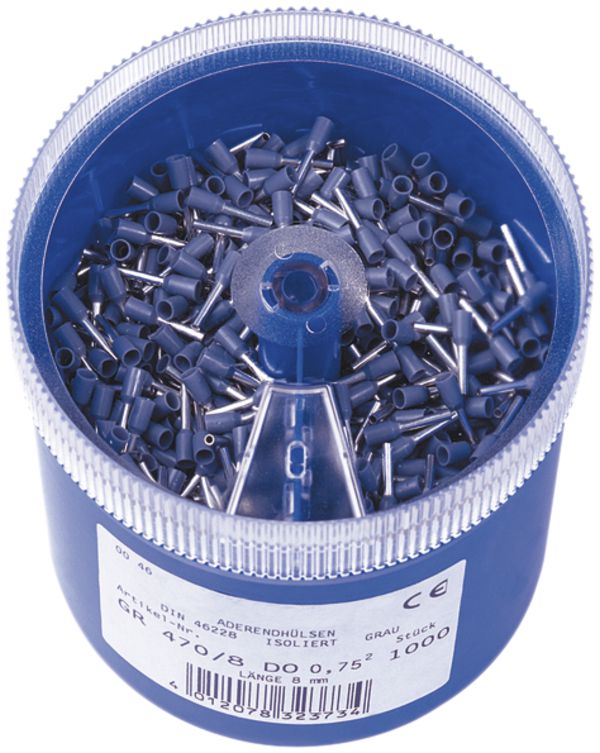 Aderendhülse Ferratec Cu isoliert 0.75mm²/8mm grau
