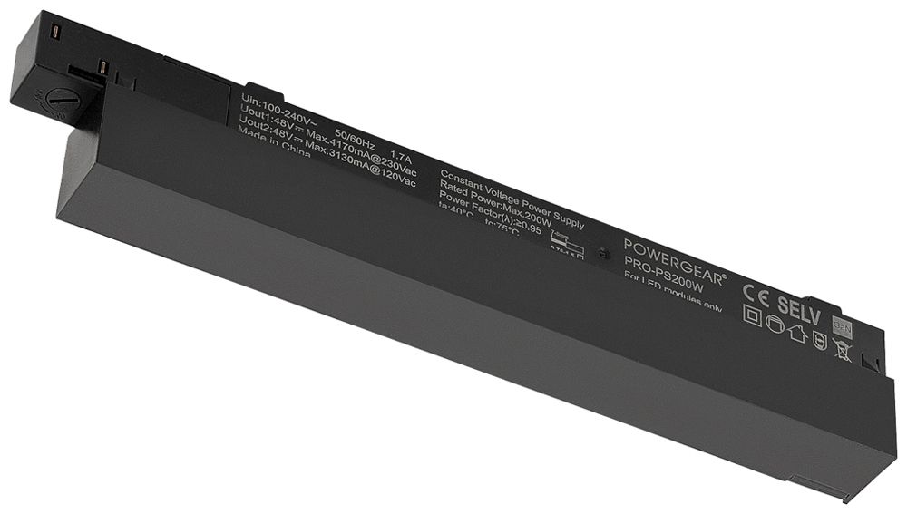 Alimentation LED SLV Intrack 200W 48V ON/OFF 280×23×44mm noir